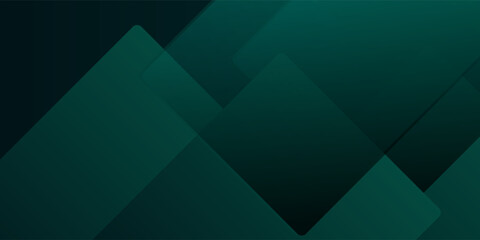Dark green abstract background with gold lines and shadow. Geometric shape overlap layers. Transparent squares. Modern luxury rounded squares graphic pattern banner template design