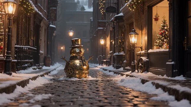 Muñeco de nieve de metal de estilo victoriano 