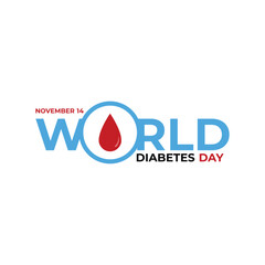 Modern World Diabetes Day Design, Blue Circle Symbol & Blood Drop