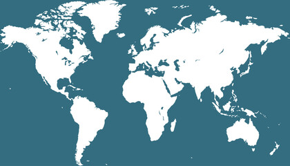 World map. Blue modern vector map. Silhouette map.