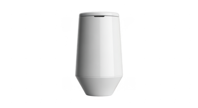 White modern cylindrical object with a lid isolated on a transparent background - Powered by Adobe