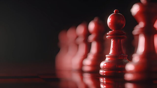 Competitive environment idea win team pawn. Leadership red chess pieces. Group chess pawn individuality and strategy.