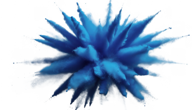 Blue powder explosion with white particles isolated on a transparent background - Powered by Adobe