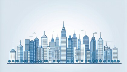 Ilustrasi cakrawala kota modern untuk desain perkotaan