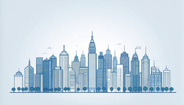 Ilustrasi cakrawala kota modern untuk desain perkotaan