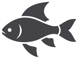 Obraz premium Stylized Dark Gray Fish Illustration Isolated on White Background Graphic Silhouette Swimming Animal