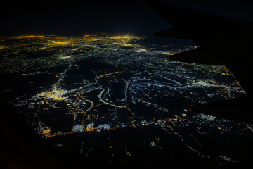 Night view of Istanbul from a plane