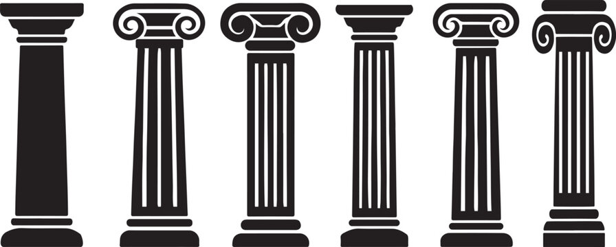 silhouette vector of ancient greek architecture coloums
