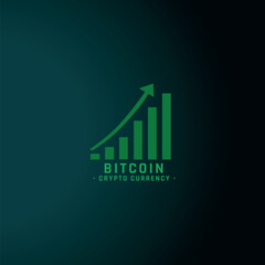 Bitcoin currency growth concept  arrows up. Financial success, vector icon