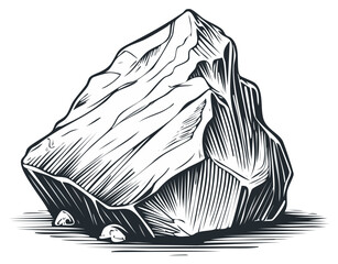 Detailed Rock Stone Illustration Graphic Mountain Peak Element Hand Drawn Vector Art
