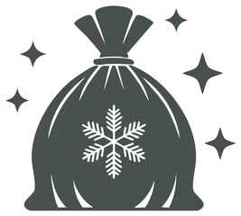 Christmas Gift Bag with Snowflake and Sparkles Icon