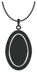 Simple Oval Pendant Necklace Icon Silhouette