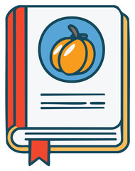 Illustrated Cookbook with Pumpkin Icon Recipe Guide for Fall Baking Projects