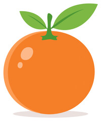 Illustration of a Fresh Orange with Leaves Vibrant Orange Fruit Graphic