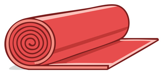 Rolled red yoga mat for exercise and fitness vector illustration icon