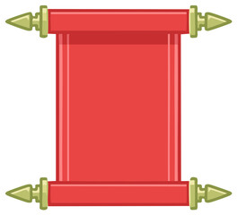 Blank red ancient scroll vector illustration for message or announcement