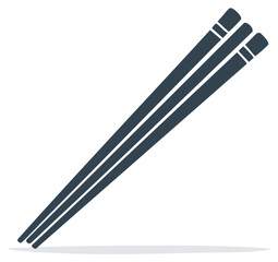 Diagonal dark blue chopsticks icon for Asian food and restaurant design