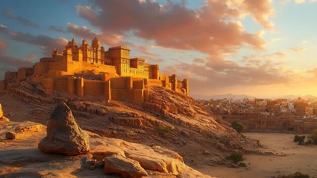 arid deserted sandstones of jaisalmer fort rajasthan india video