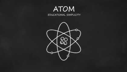Simple chalk drawing illustrates concept of atomic structure for education. Image emphasizes trend of visual learning through clean minimal science graphics
