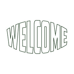 Welcome ink lettering sign wit stars. Handwritten modern brush lettering on white. Text for postcard, invitation, T-shirt print design, banner, poster, web, icon. Isolated vector illustrationwelcome,i