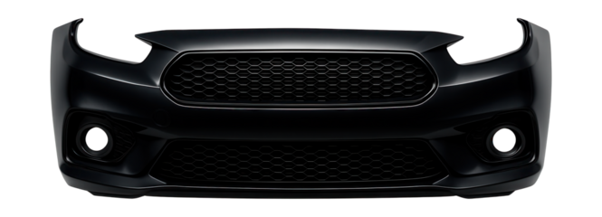 Front bumper featuring fog light slots and a honeycomb grille design.