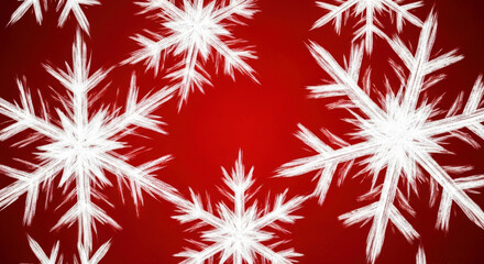 White brushstroke snowflakes create a vibrant red winter holiday pattern background design isolated on white background, Vector