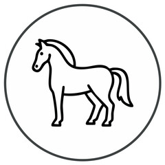 Obraz premium Horse in a Circle Icon Outline, Vector Graphic, Equestrian Concept