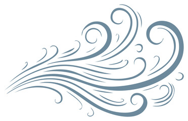 Fototapeta premium Stylized wind vector graphic with swirl shapes, graphic design element, abstract style