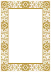 Vintage gold frame with floral ornament. A4 size. Version 5. Large flowers. Vector illustration