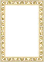 Vintage gold frame with floral ornament. A4 size. Version 3. Art Deco. Vector illustration