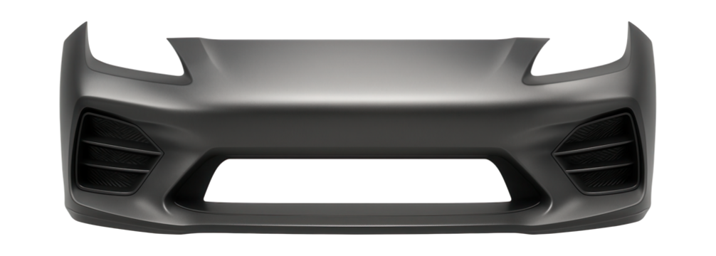 Front bumper featuring bold corner air vents and a sleek satin finish.