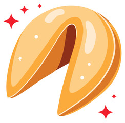Shiny Chinese fortune cookie vector illustration with sparkles symbolizing luck