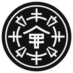 Obraz premium Mon Symbol in Black Circle - Japanese Heraldry, Family Crest Design
