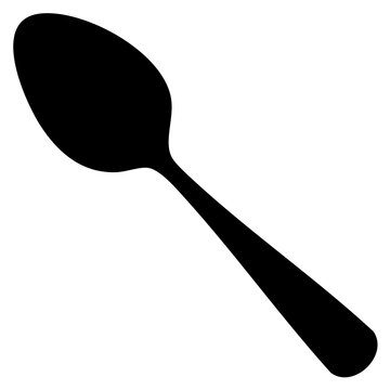 Black silhouette of a spoon on a white background