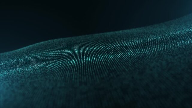 Abstract glowing blue tech wave of particles and dots moving on blue background, big data visualization, futuristic and digital background, 3D, 4K, seamless loop