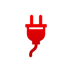 Red Minimalist Plug Icon &ndash; Power, Energy, Socket, Electricity Symbol