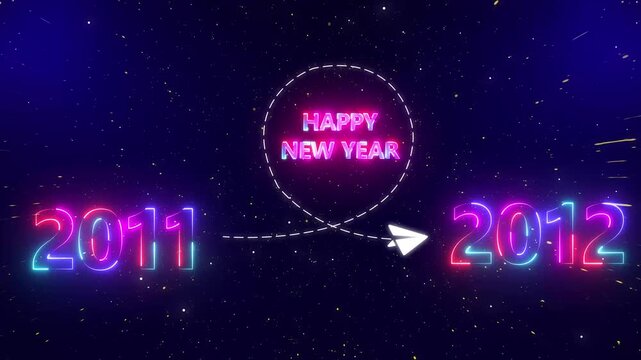Upcoming new year 2011 to 2012 with a flying rocket on transparent background. Symbolizes future progress, 2012 new year startup goals, business plans.4k video motion graphic animation .