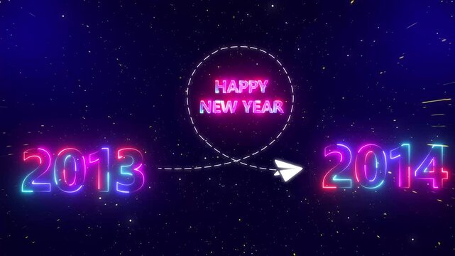 Upcoming new year 2013 to 2014 with a flying rocket on transparent background. Symbolizes future progress, 2014 new year startup goals, business plans.4k video motion graphic animation .