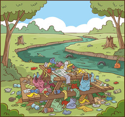 Vector illustration of environmental pollution.