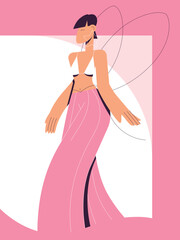 Beautiful illustration with a girl, fashion vector illustration.