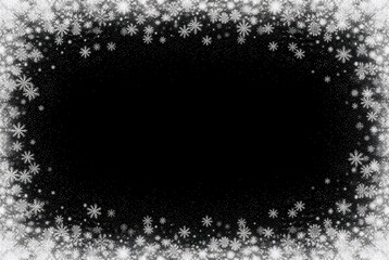 Elegant white snowflake frame on black background
