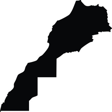 Morocco map silhouette vector illustration of country outline isolated on white background