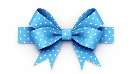 Stylish blue polka bow in realistic 3D on a light background perfect for party themed compositions