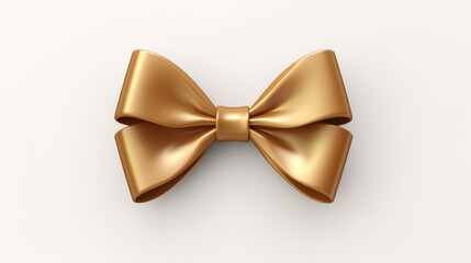 Luxurious golden ribbon bow in 3D isolated on a bright background perfect for elegant festive designs