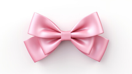 Light pastel pink bow in realistic 3D isolated for charming festive visuals and gentle design accents