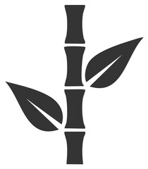 Simplified illustration of a bamboo stem and leaves on white background.