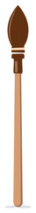 Illustration of brown paintbrush with wood handle isolated
