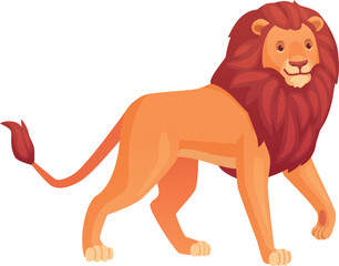 Lion cartoon icon. Wild cat. African animal