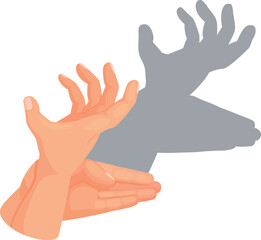 Obraz premium Hands show moose shadow silhouette. Animal play