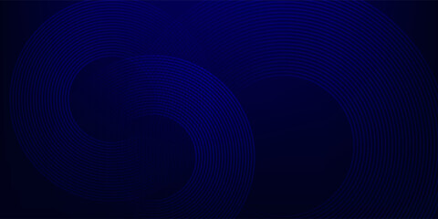 Abstract glowing circle lines on dark blue background. Geometric stripe line art design. Modern shiny blue lines